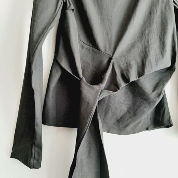 ZARA Boat Neck Tie Waist Modern Neutral Blouse Sz M - Picture 12 of 15